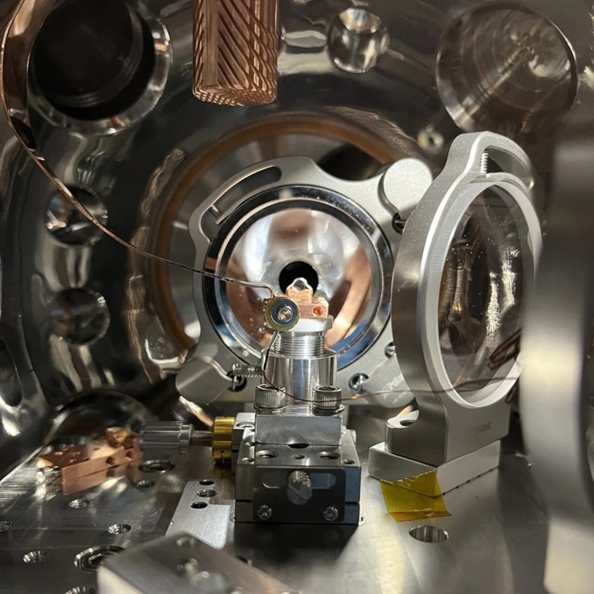 Researchers are attempting to build the world’s first nuclear clock. This is a view inside the ...