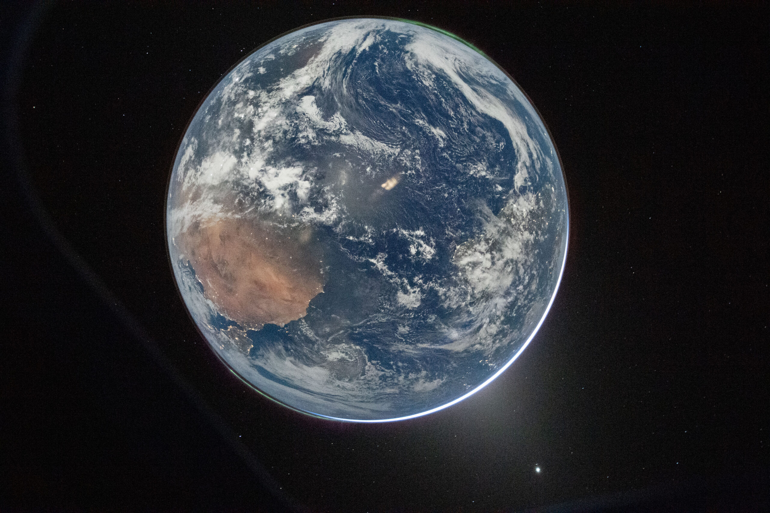 A view of Earth taken by NASA astronaut and Artemis II Commander Reid Wiseman from the Orion spac...