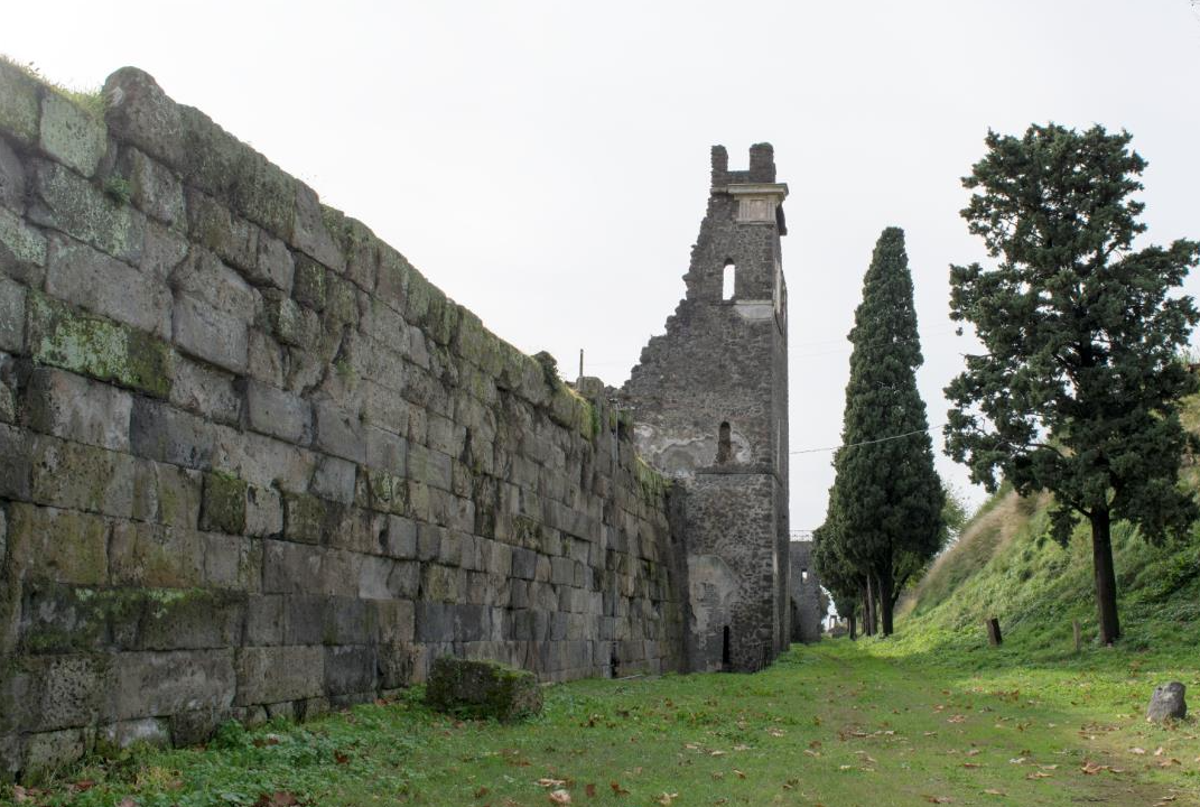 A view of the northern fortification wall looking toward what is called Tower X. Rossi, et al. (C...