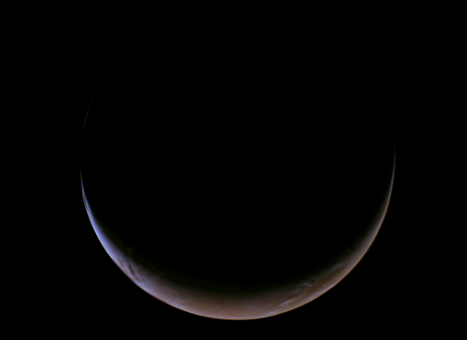 This view of a crescent Mars was captured on May 15, 2026, at about 5:03 a.m. PDT by NASA’s Psy...