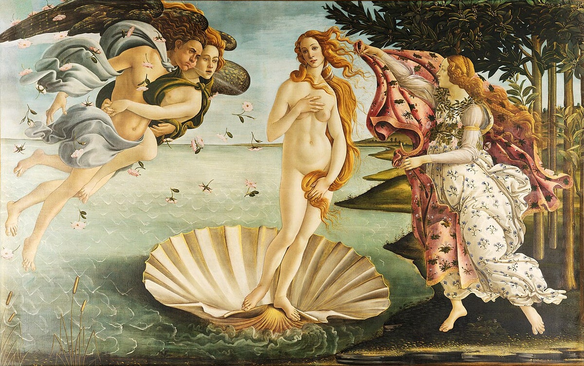 The Birth of Venus (Botticelli – c. 1484–1486) Public Domain via Wikimedia Commons