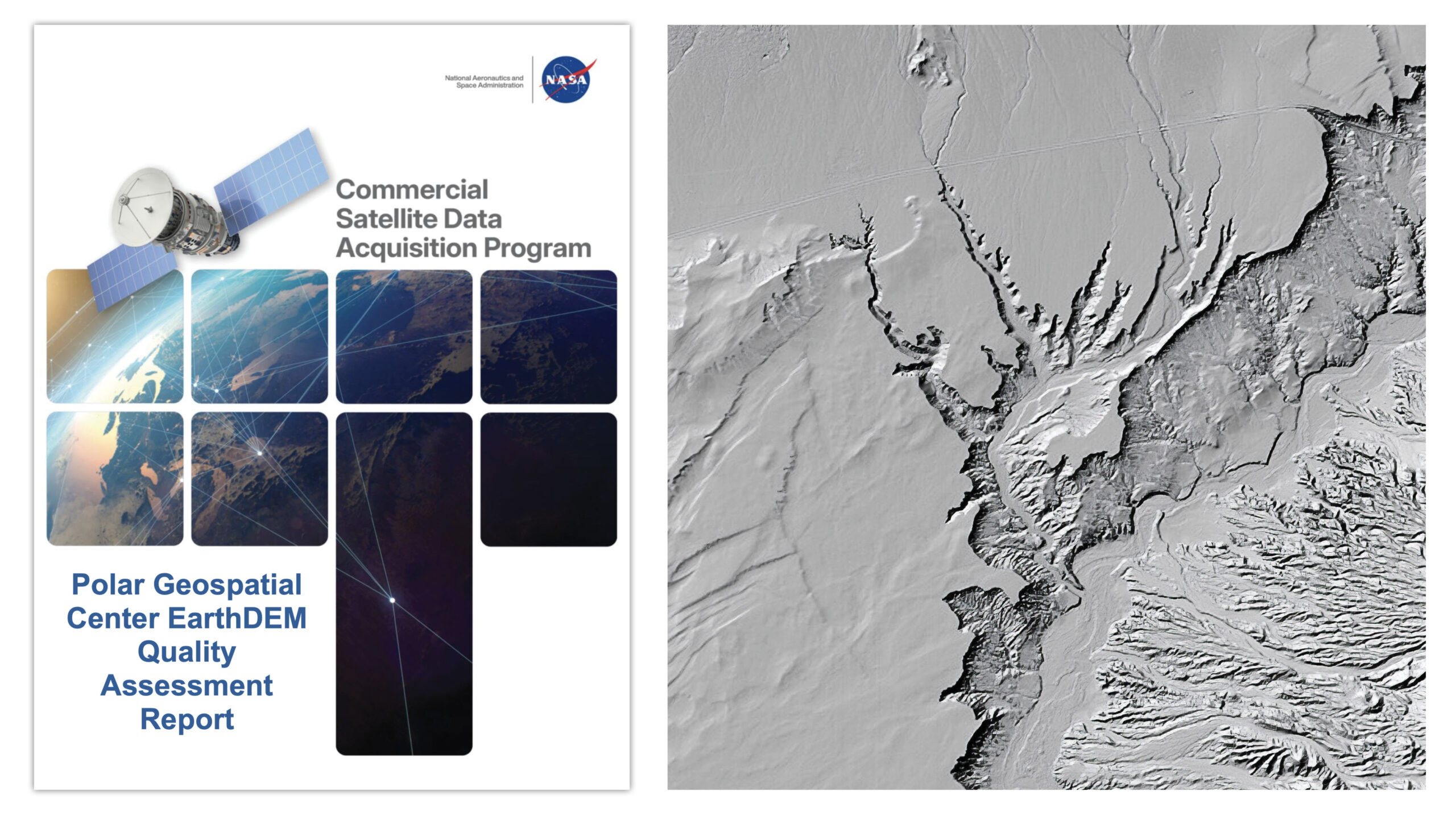 At left, the cover of the rogram recently released Polar Geospatial Center EarthDEM Quality Asses...