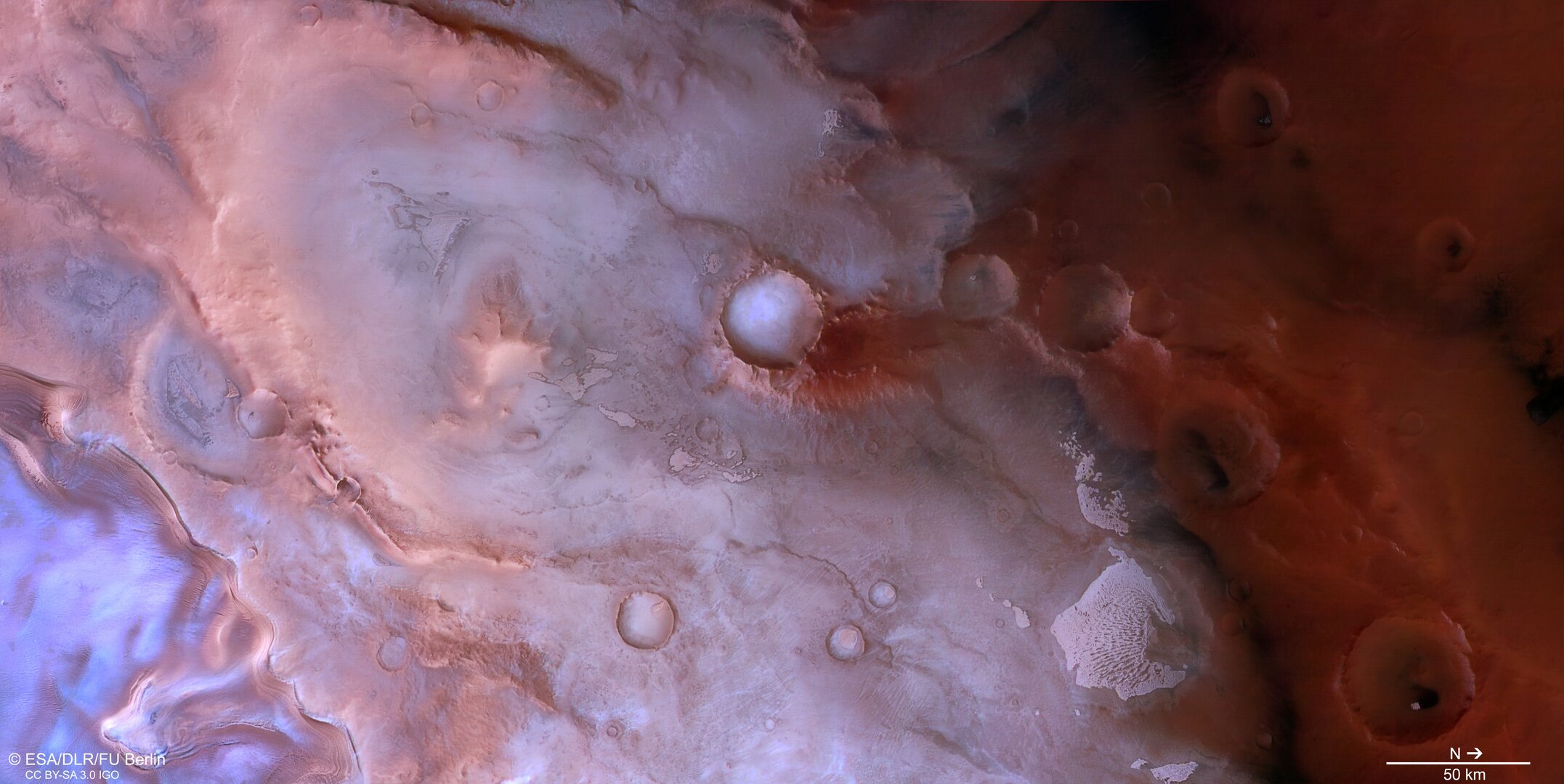 Raspberry_ripples_near_Mars_s_south_pole_pillars Purple swirls on the Red Planet