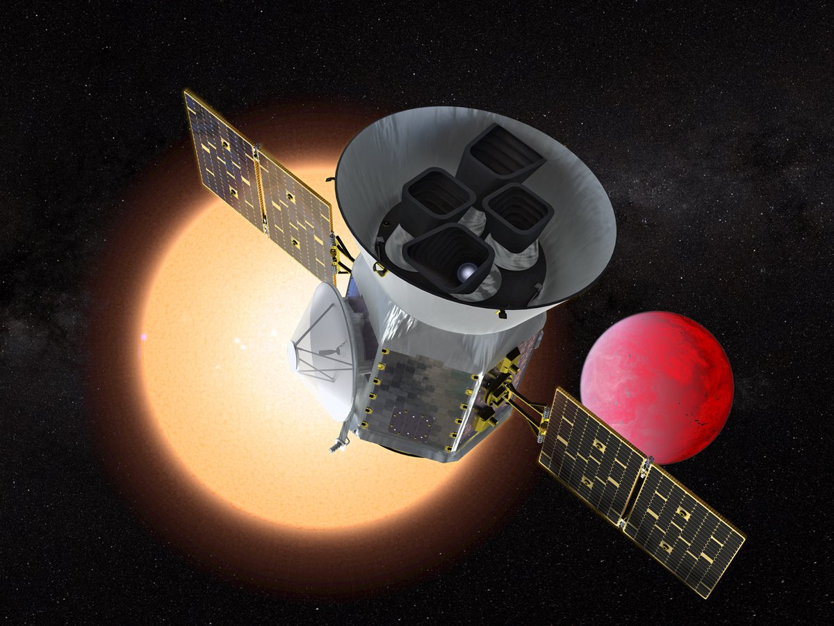 An artist concept of TESS in front of a lava planet orbiting its host star. NASA's Goddard Space ...