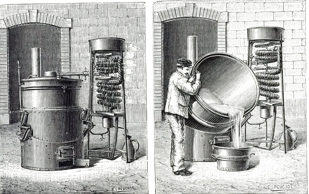 A 19th-century illustration of brandy distilling. Much like distilling alcohol, distilling AI mod...