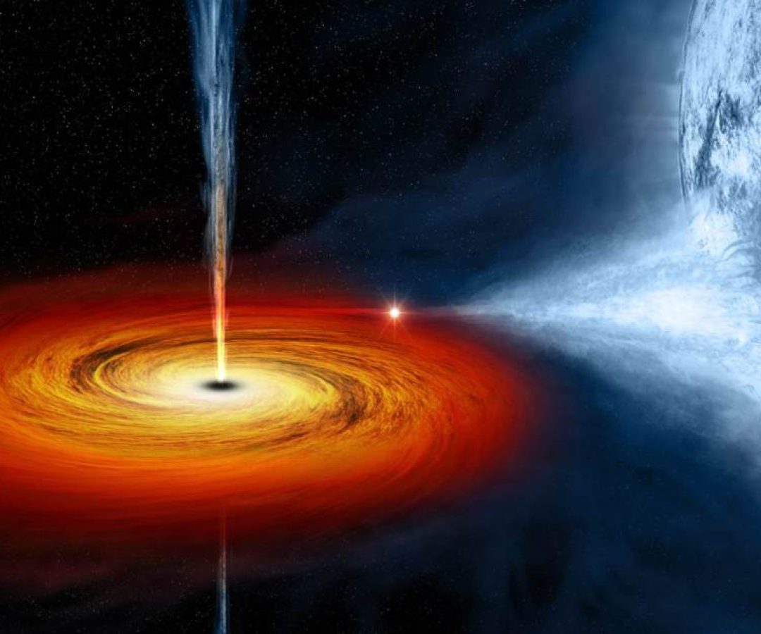 Buraco negro chamado Cygnus X-1  • Optical: DSS; Illustration: NASA