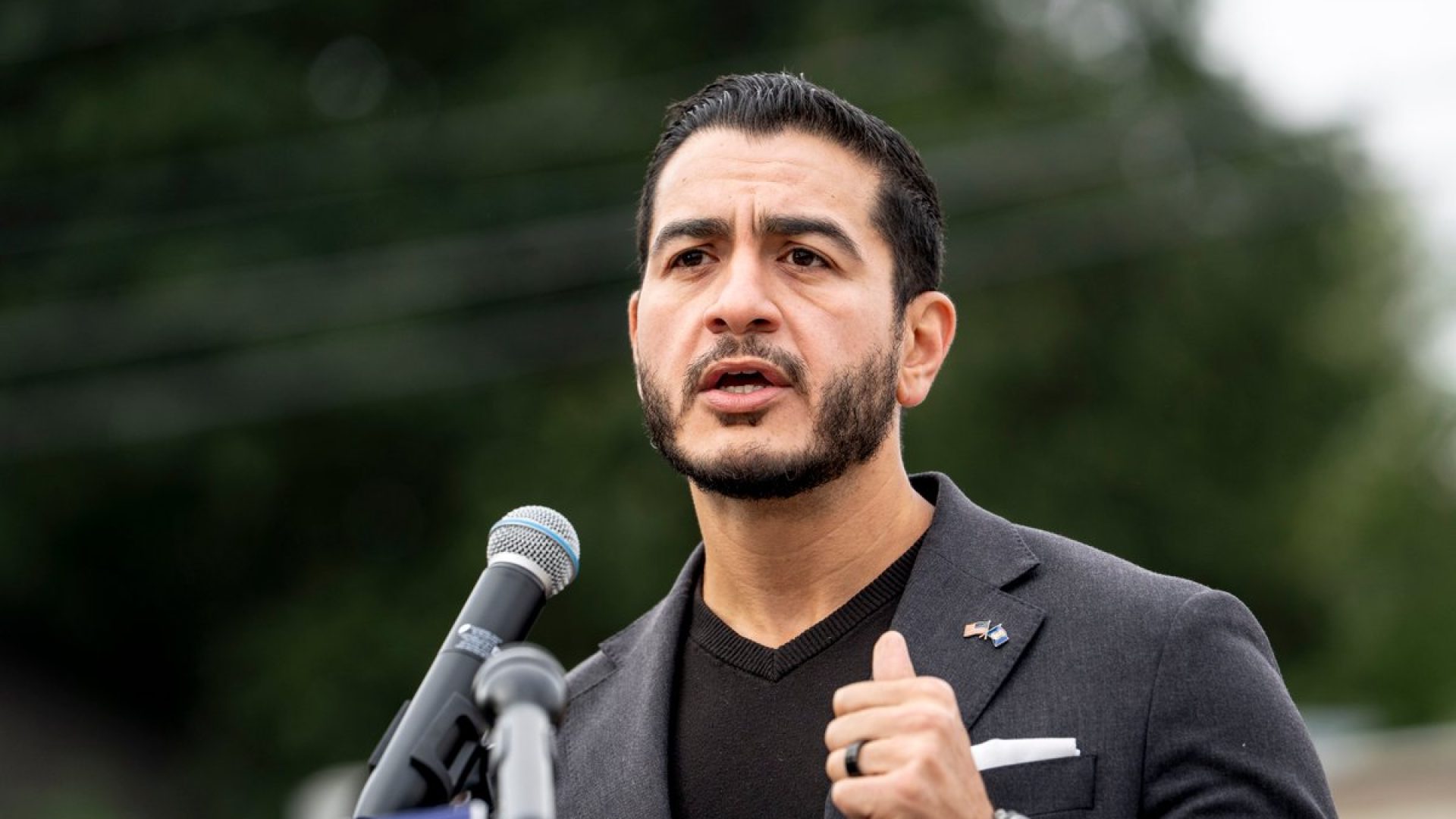 Michigan Democratic Senate candidate Abdul El-Sayed speaks during a press conference on September...