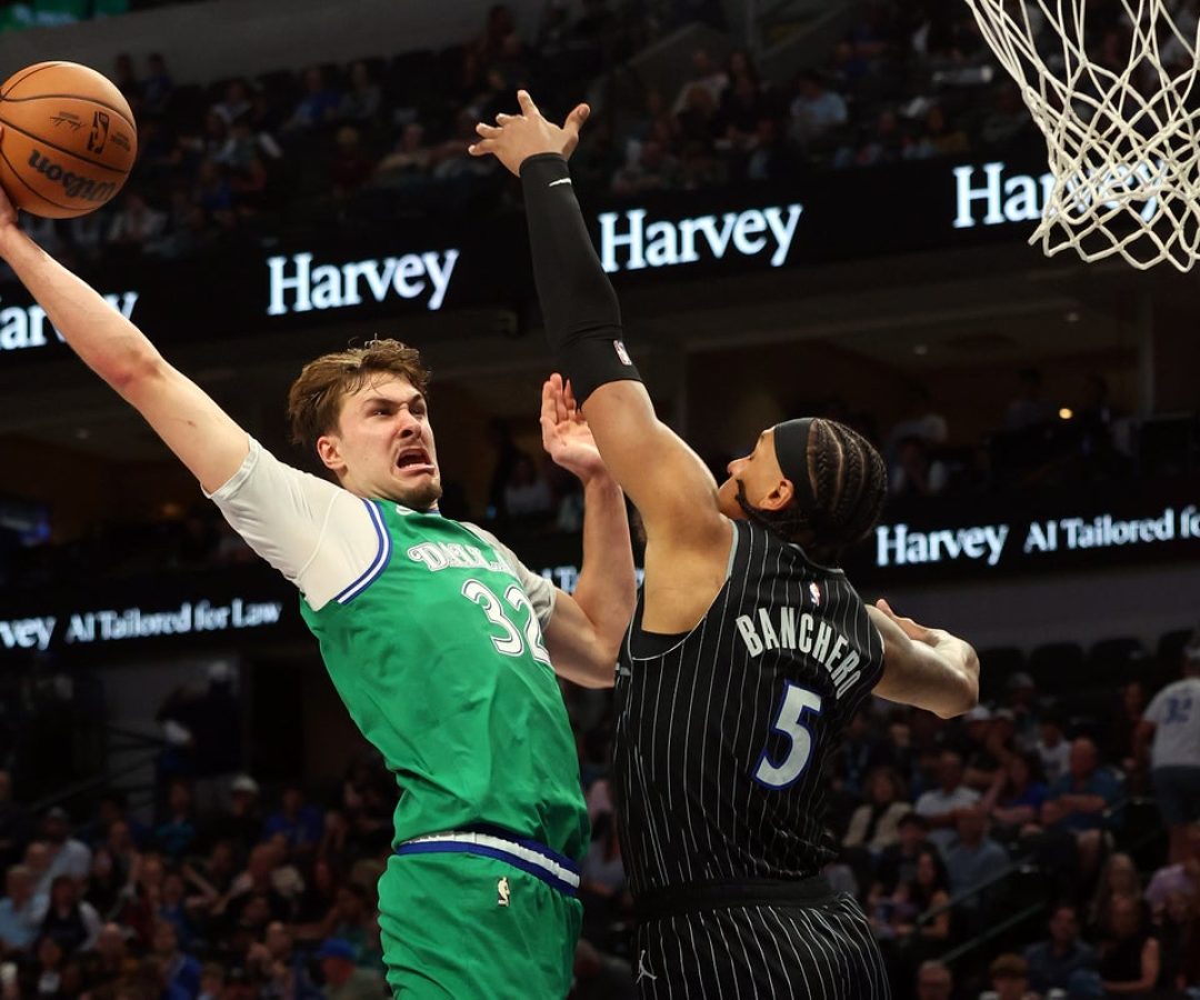 Cooper Flagg, the first overall pick of last year’s NBA draft, goes up for a dunk. Paolo Banche...