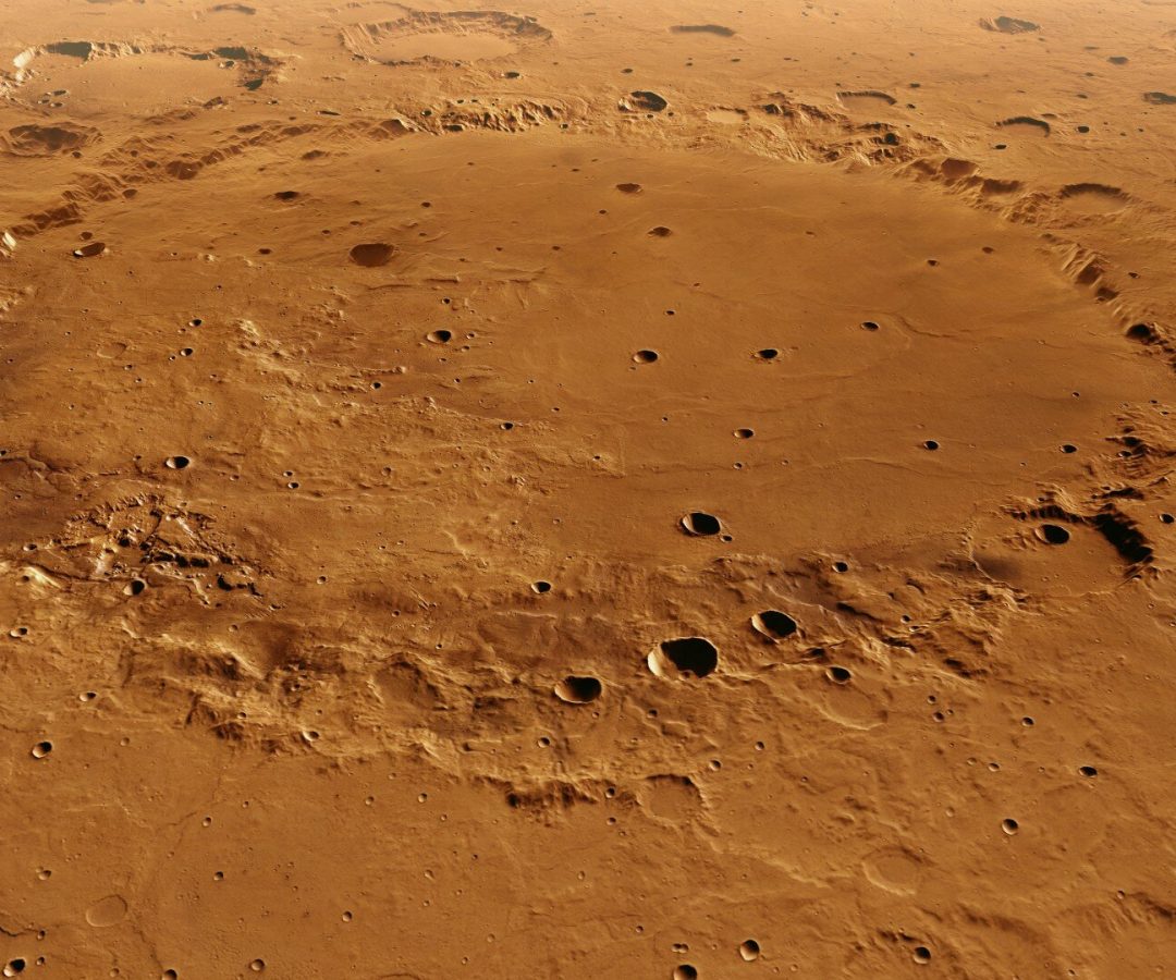 Overhead perspective of Flaugergues Crater
