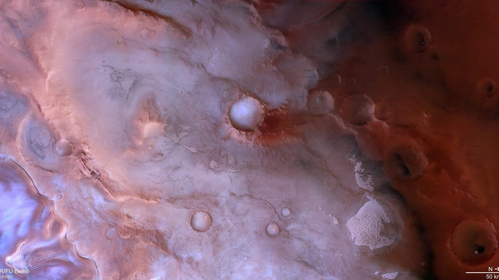 Purple swirls on the Red Planet