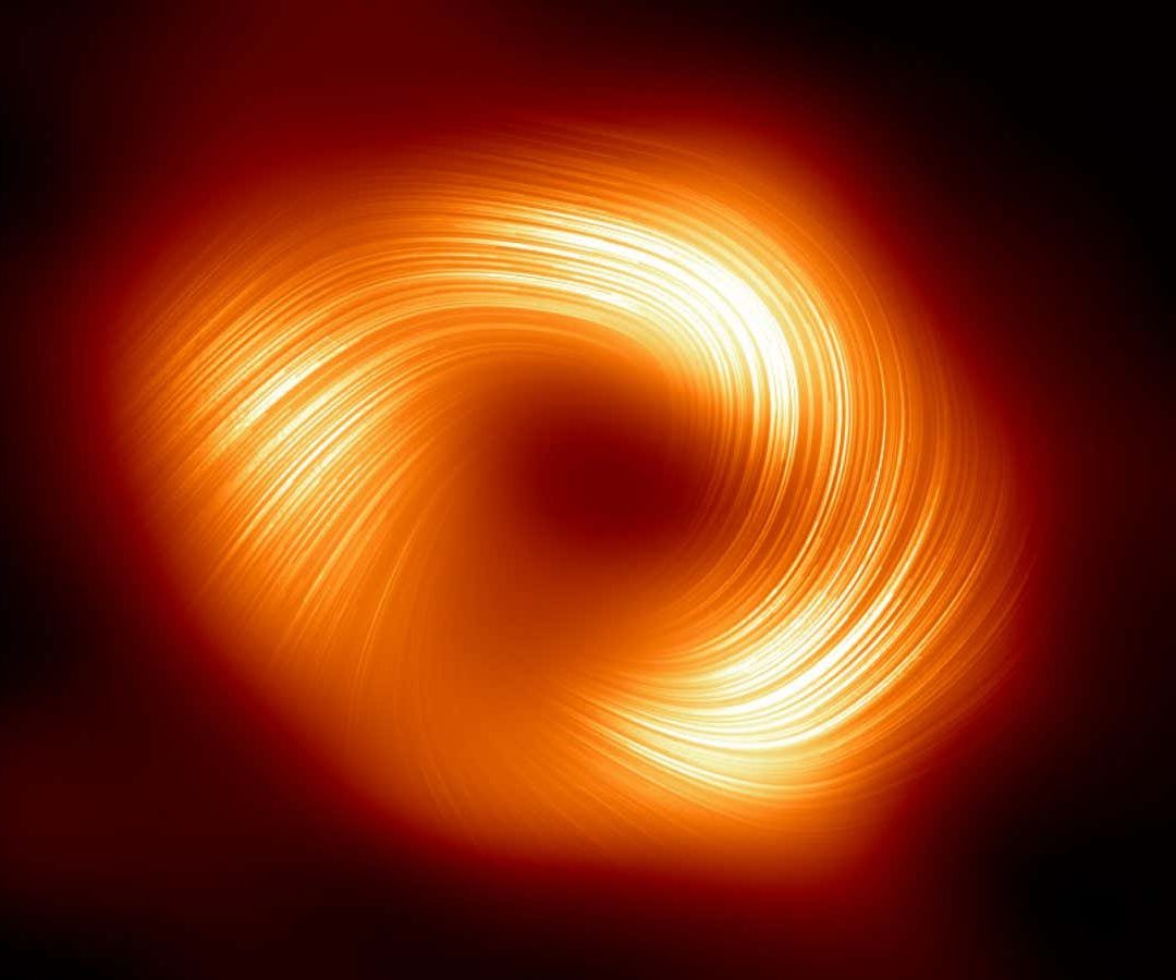 An image of the supermassive black hole Sagittarius A* in polarised light, captured by the Event ...