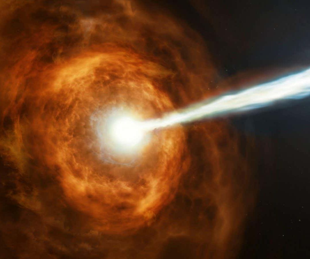 Dying stars can emit a powerful jet of radiation, as seen in an artist’s impressionStocktrek Im...