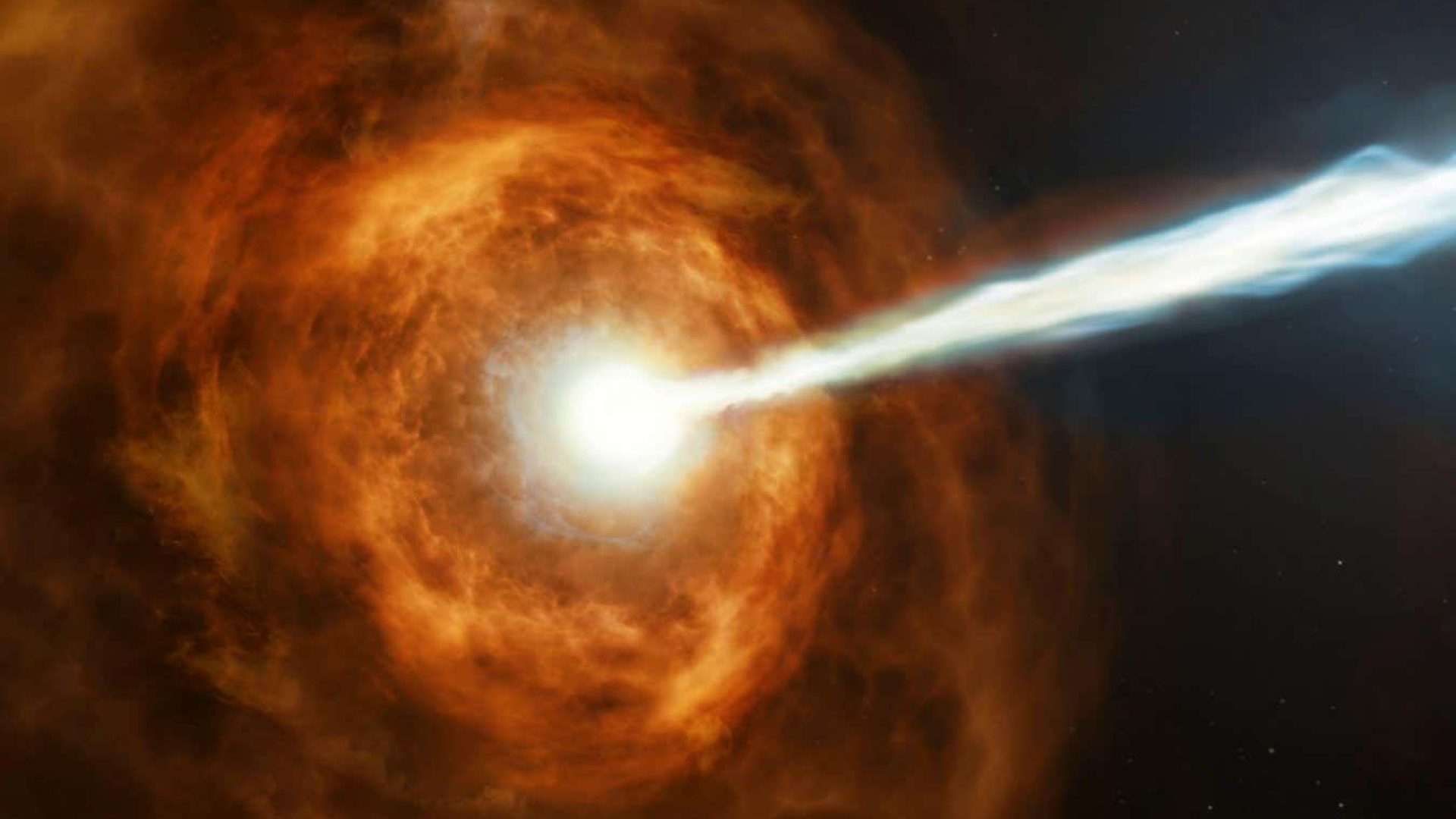 Dying stars can emit a powerful jet of radiation, as seen in an artist’s impressionStocktrek Im...