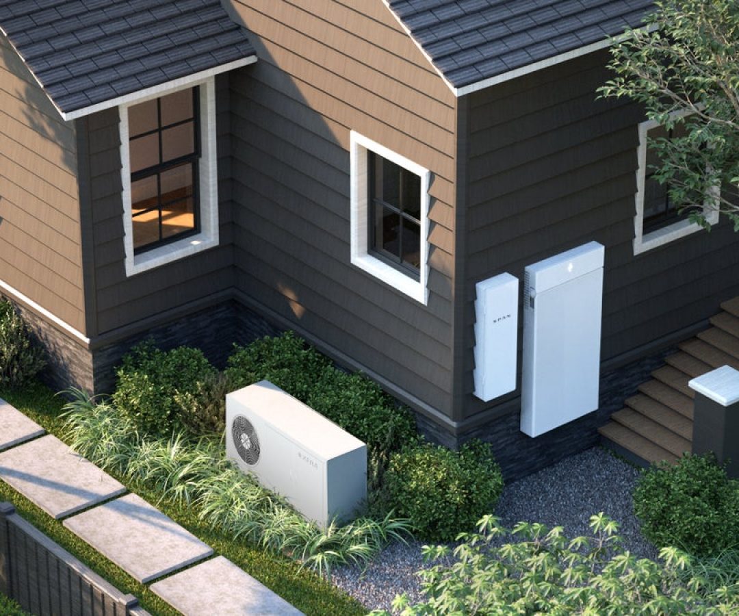 Span’s XFRA unit, shown here in a company rendering, would sit outside a home near existing ele...