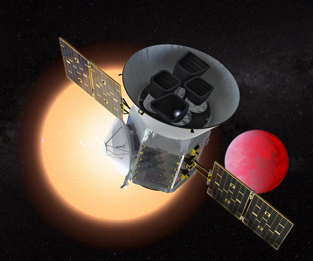 An artist concept of TESS in front of a lava planet orbiting its host star. NASA's Goddard Space ...
