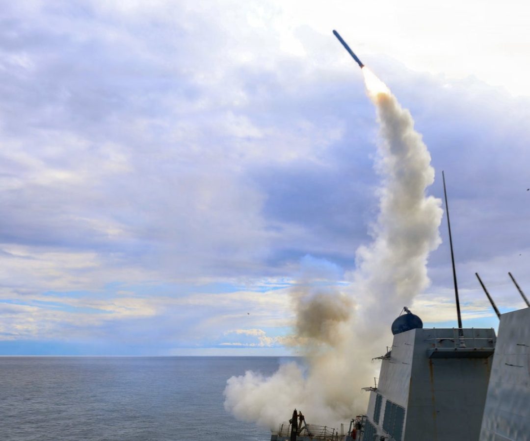 In this U.S. Navy released handout, Arleigh Burke-class guided-missile destroyer USS Thomas Hudne...