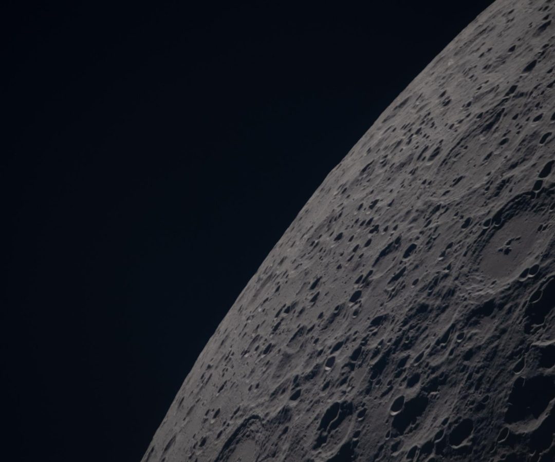 (April 6, 2026) – Poynting crater and Keeler crater are visible side by side in the lower right...