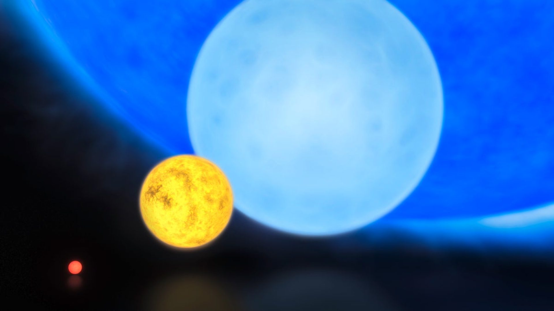 This artist’s concept shows the relative sizes of various stars, from the smallest “red dwarf...