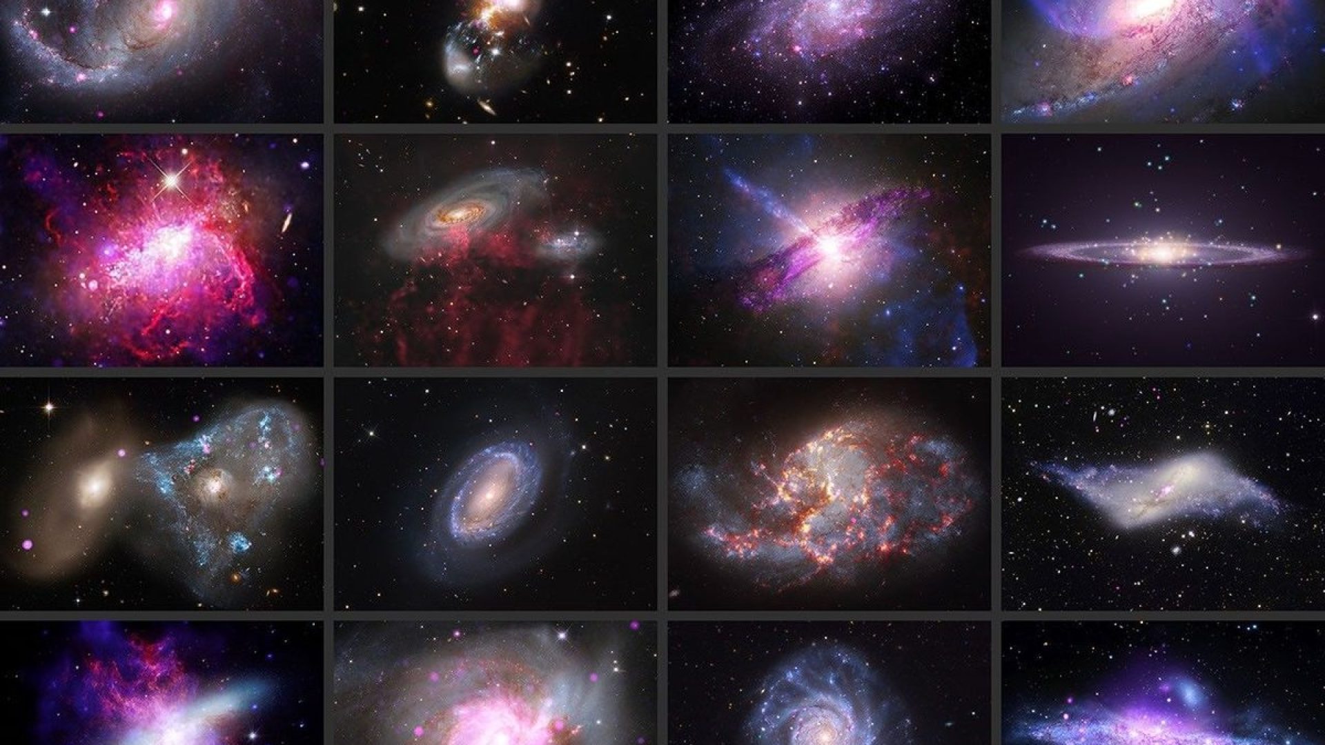 New photographs from NASA’s Chandra X-ray Observatory reveal a mix of spiral, elliptical and ir...