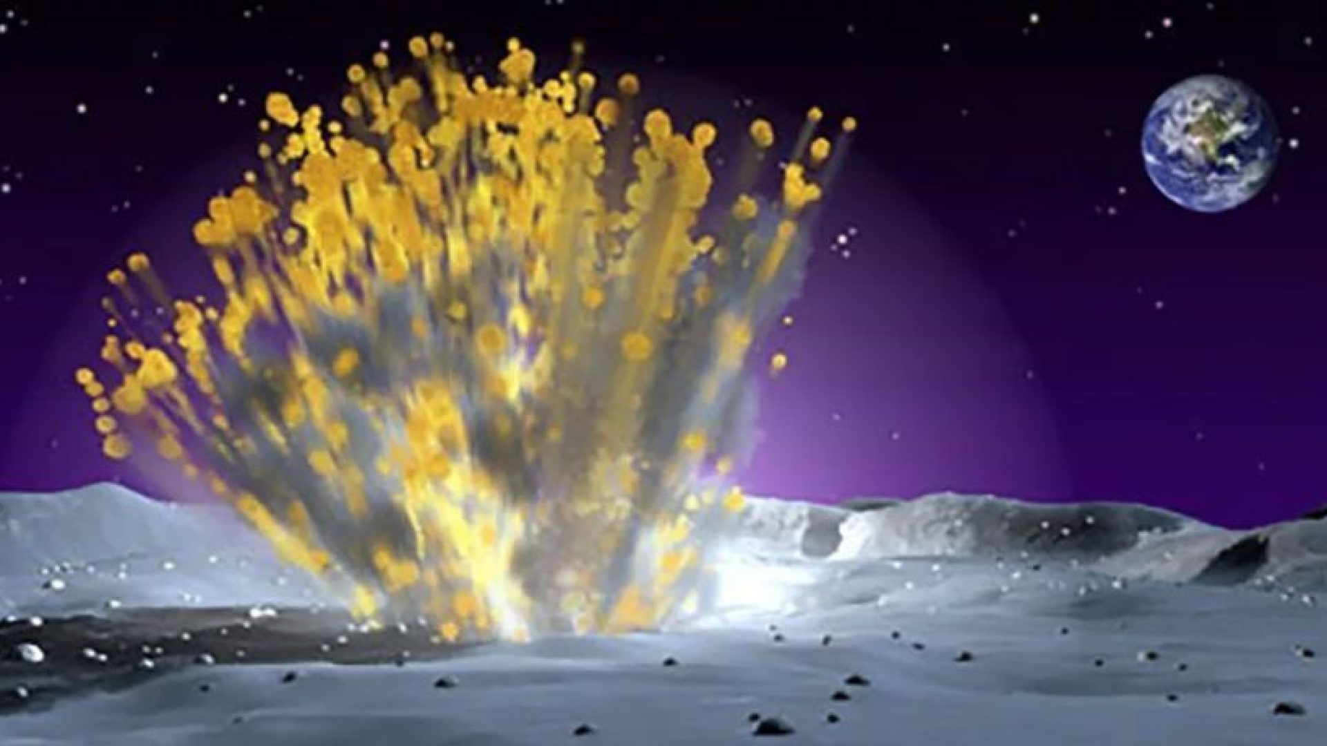 Imagem ilustrativa de objeto se chocando contra a Lua  • Nasa