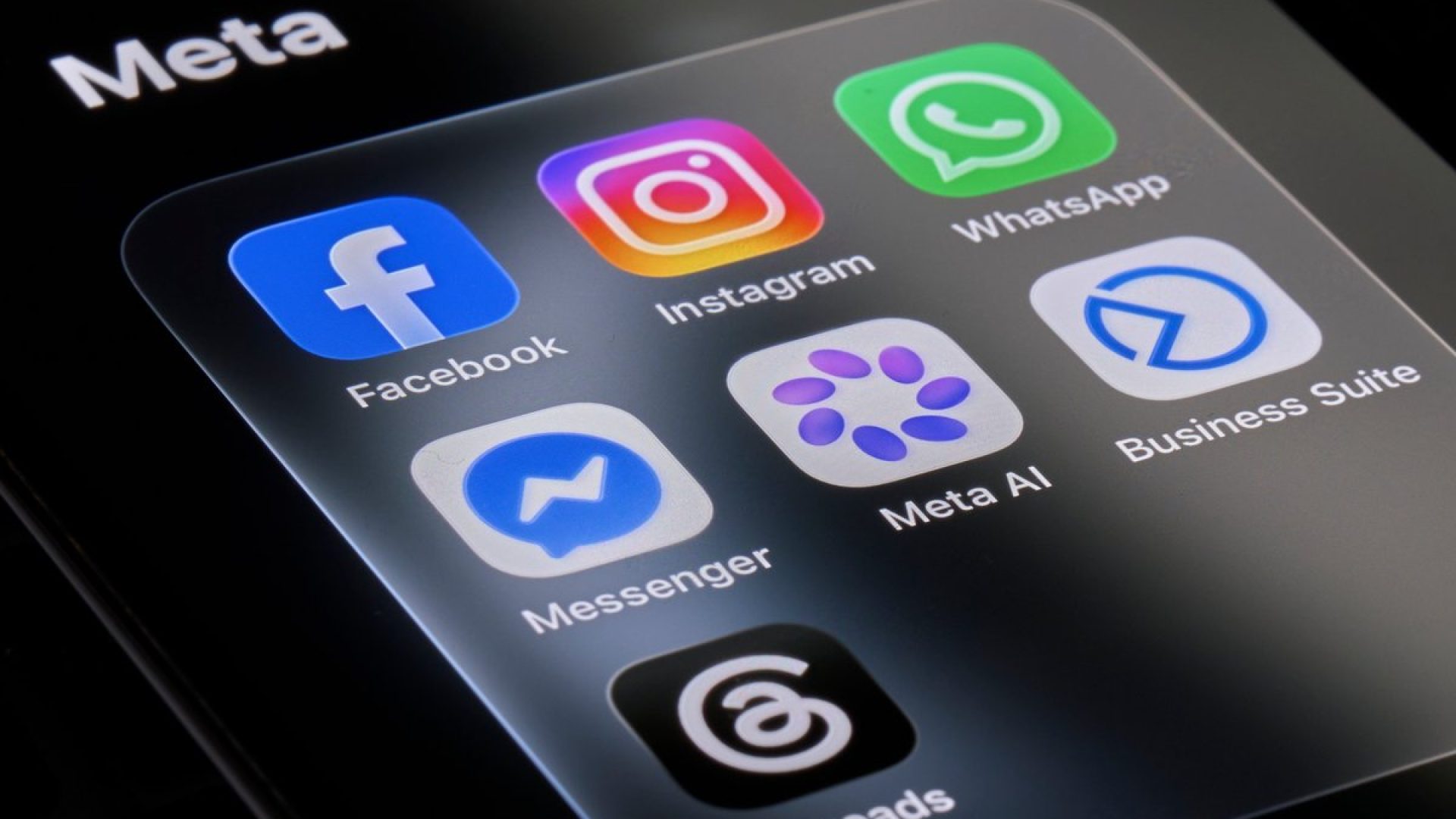 The Meta folder containing the Facebook, Instagram, WhatsApp, Messenger, Meta AI, Business Suite ...