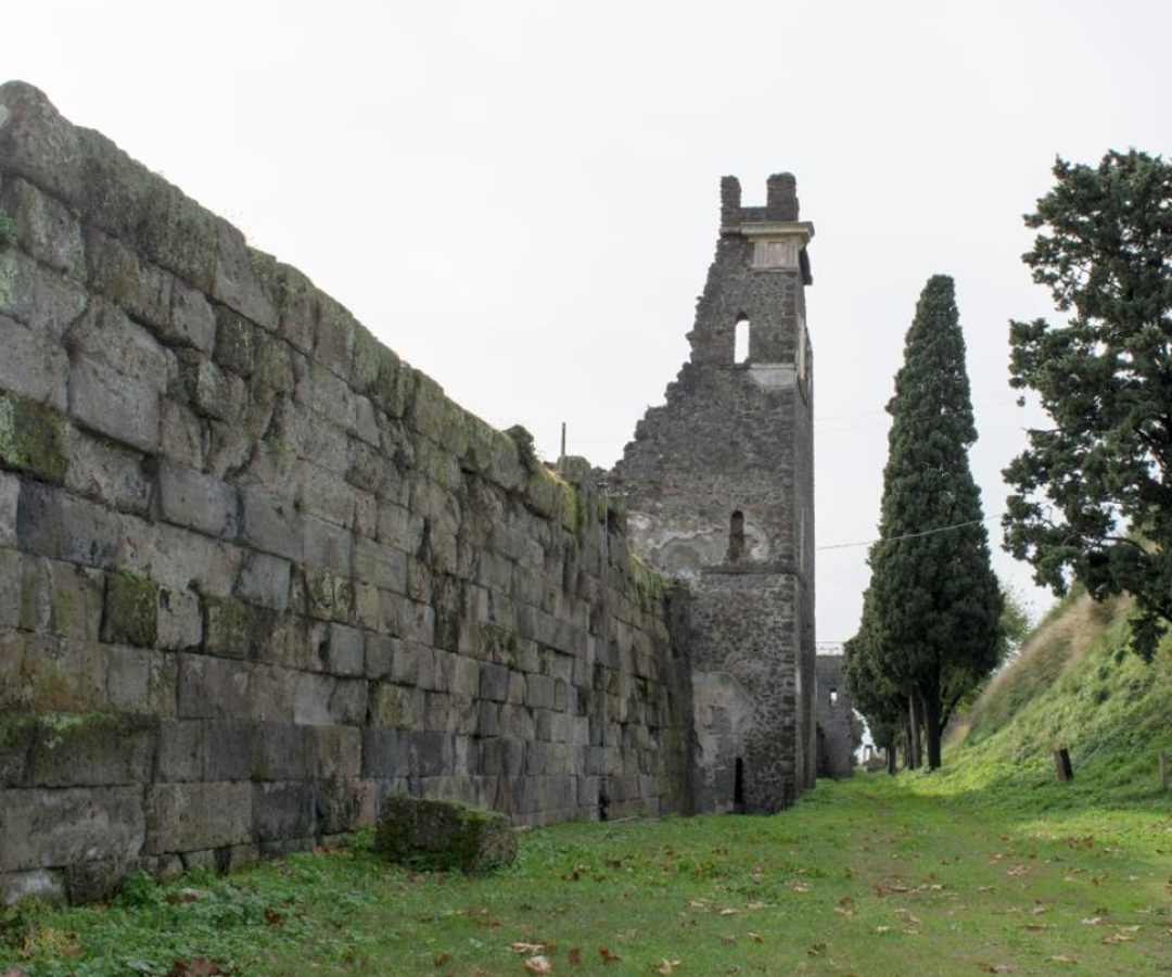 A view of the northern fortification wall looking toward what is called Tower X. Rossi, et al. (C...