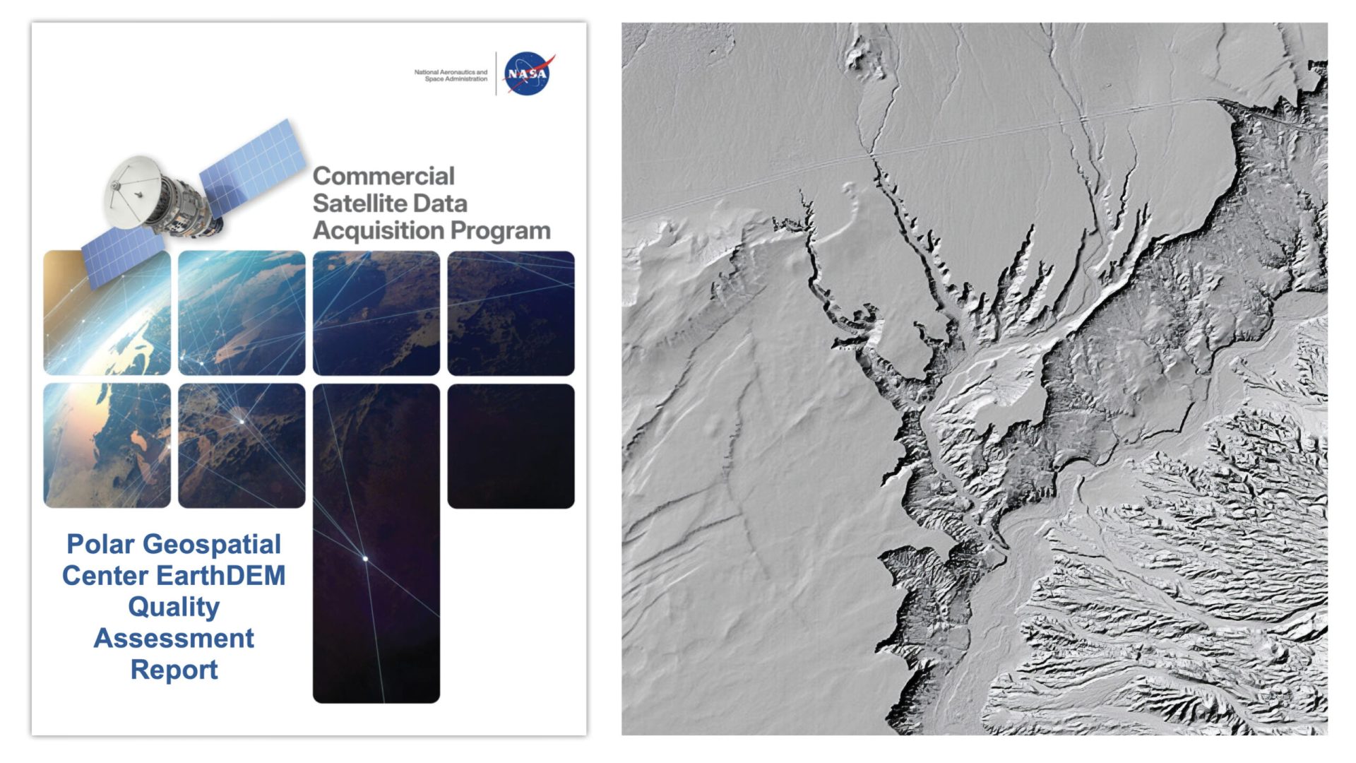 At left, the cover of the rogram recently released Polar Geospatial Center EarthDEM Quality Asses...